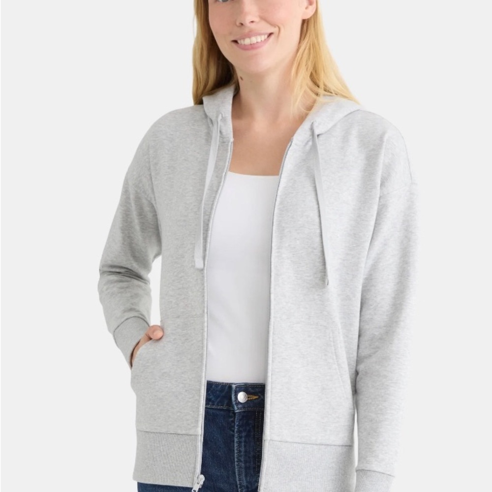 TIME and TRU Womens Zipped Front Hoodie Size XL 16-18 Gray Relaxed Fit New